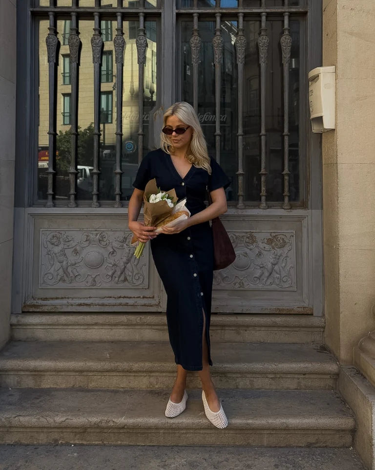 VMSANNI Long Dress - Dark Blue Denim
